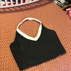 Abercrombie & Fitch Black Halter Crop Top with White Trim